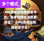  MG游戏站热辣财富平台：新手如何快速积累财富？（MG游戏站热辣财富平台）