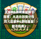  正版MG游戏金鼠骰子指南：从选台到爆分技巧（正版MG游戏金鼠骰子指南）
